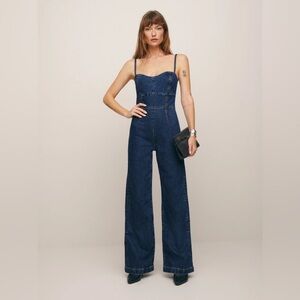 Reformation Daphne Super Wide Leg Dark Wash Denim Jumpsuit Size 2